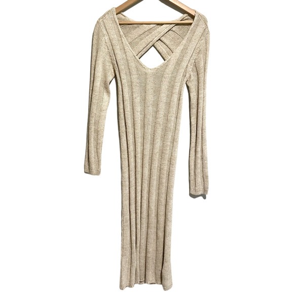 Free People Dresses & Skirts - Free People FP Beach Chunky Knit Midi Dress Open Back NEW WITH TAGS